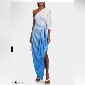 BAOBAB Cabana One Shoulder Blue Ombré Satin Dress  Revolve Intermix